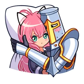 ☺️ anime, cat girl, armor, knight, cute, hug telegram sticker