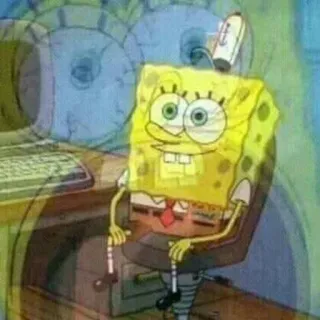 🙃 Spongebob Squarepants спанч боб, ждёт, думает, скучно, компьютер telegram sticker