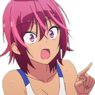 😉 Anime, Phụ nữ, Nhân vật, Tóc hồng, Chỉ tay, Ngạc nhiên telegram sticker