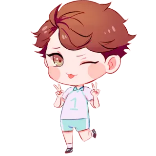 ✌ 1 Anime, Mangá, Chibi, Personagem, Fofo telegram sticker