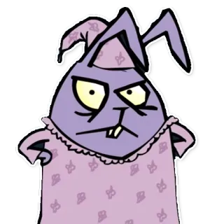 😠 coelho, desenho animado, pijama, bravo, roxo, camisola whatsapp sticker