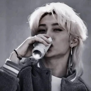 🙁 person, drink, celebrity, singer, blond hair, beverage telegram sticker