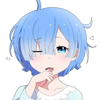 ☀ anime, girl, cute, blue hair, chibi telegram sticker