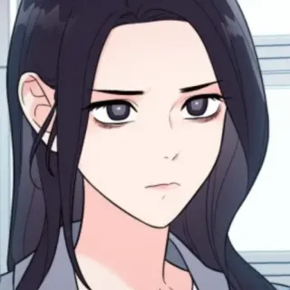🔖 mujer, dibujo animado, cara, serio, persona, anime whatsapp sticker