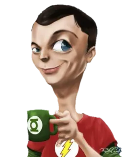 😀 Sheldon Cooper The Big Bang Theory Фан-арт, Карикатура, Нёрд, Теория большого взрыва, Шелдон Купер, Сериал telegram sticker