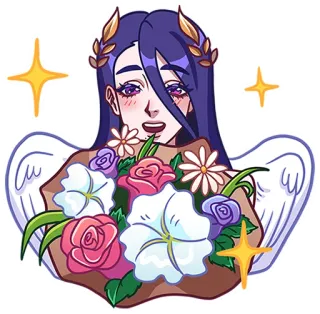💐 anime style, flowers, angel, sparkles, character sticker telegram sticker