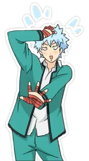 😅 Anime, Personagem, Pose, Desenho animado, Cabelo azul telegram sticker