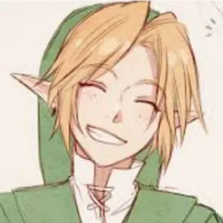 😁 Link The Legend of Zelda Link, The Legend of Zelda, videojuego, dibujos animados, sonriendo, elfo, zelda telegram sticker