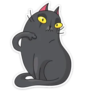 😯 кот, мультфильм, животное, милый, черный кот telegram sticker