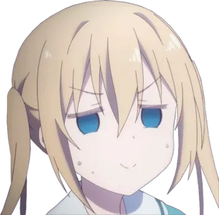 😅 anime, cartone animato, ragazza, espressione, altezzoso, personaggio telegram sticker