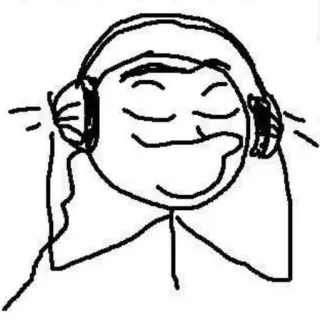 😍 наушники, музыка, прослушивание, человечек, рисунок telegram sticker