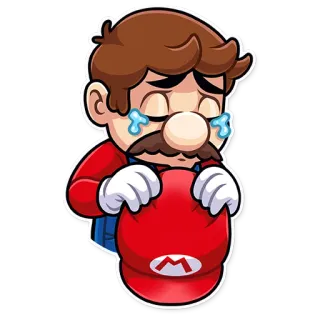 😢 Mario Mario, triste, chorando, videogame, Nintendo telegram sticker