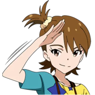 👋 anime, garota, saudação, desenho animado whatsapp sticker