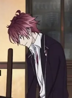 😁 Ayato Sakamaki Diabolik Lovers anime, vampire, school uniform, male, red hair telegram sticker