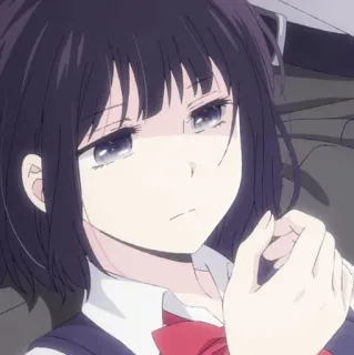 🖇 fille anime, triste, uniforme scolaire, mignon, manga, féminin telegram sticker
