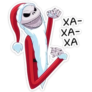 😃 Jack Skellington The Nightmare Before Christmas XA-XA-XA Jack Skellington, L'Étrange Noël de Monsieur Jack, Père Noël, Noël, Tim Burton, Squelettique, Rire, Dessin animé telegram sticker