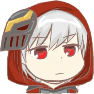 😒 Аниме, Чиби, Персонаж, Красный, Капюшон, Шлем, Манга, Рисунок telegram sticker