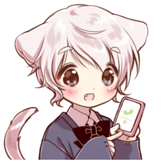 📱 Anime, Katze, Süß, Kawaii, Handy, Anrufen telegram sticker
