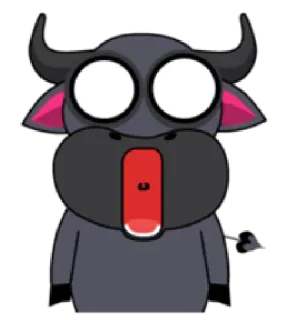 😧 Hoạt hình, Trâu, Động vật, Sốc, Ngạc nhiên, Mắt telegram sticker