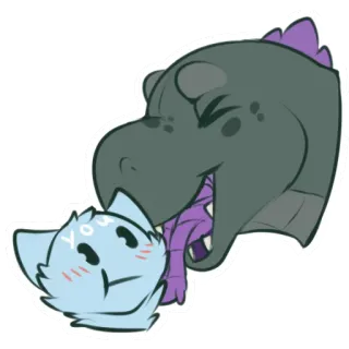 👅 you cat, dragon, affectionate, anime whatsapp sticker