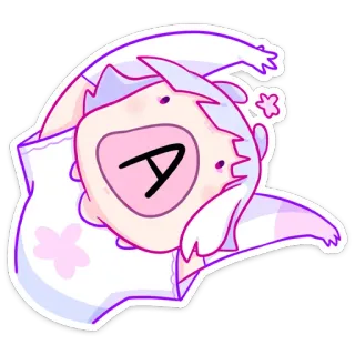 😇 A schläfrig, Anime, Charakter, süß, Cartoon, Buchstabe A telegram sticker