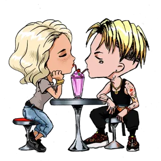 💞 beijo, casal, encontro, milkshake, desenho animado, amor whatsapp sticker