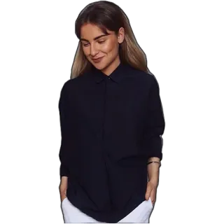 ⚫ femme, chemise, décontracté, portrait, mode whatsapp sticker