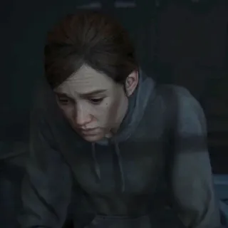 🪶 Ellie The Last of Us элли, видеоигра, персонаж, грустный, серьезный telegram sticker