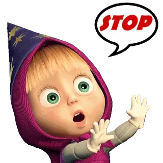 ⛔️ Masha Masha and the Bear STOP Dibujo animado, Alto, Niño, Masha y el Oso, Personaje, Lindo, Asustado, Animación telegram sticker