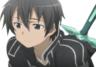 😕 Kirito Sword Art Online anime, character, sword, video game, manga, avatar telegram sticker