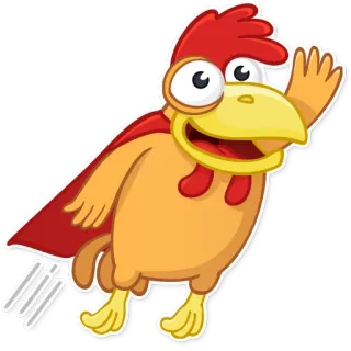 💪 frango, desenho animado, animal, super-herói, voo, engraçado whatsapp sticker