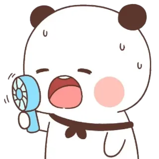 🍯 แพนด้า, พัดลม, เหงื่อออก, ร้อน, การ์ตูน, คาวาอิ, น่ารัก, ฤดูร้อน telegram sticker