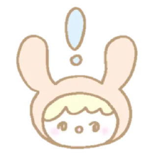 😲 คาวาอิ, น่ารัก, เครื่องหมายตกใจ, กระต่าย, บันนี่, ฮู้ด, ภาพวาด, สติกเกอร์ telegram sticker