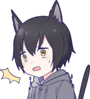 😧 Anime, Manga, Orejas de gato, Impactado, Preocupado, Chico gato, Kawaii telegram sticker