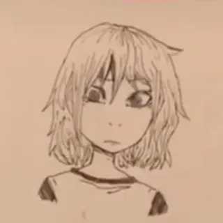 🤨 drawing, sketch, portrait, girl, sad telegram sticker