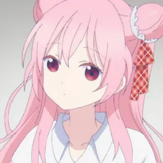 🤗 animé, cheveux roses, mignon, fille, dessin animé telegram sticker