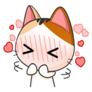 ☺️ gato, adesivo, amor, corações, desenho animado, fofo, ruborizar telegram sticker