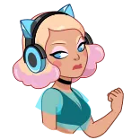 🤢 Fille anime, Oreilles de chat, Casque audio, Dessin animé, Personnage, Blonde, Sticker whatsapp sticker