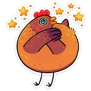 ⭐ kurczak, ptak, zwierzę, kreskówka, słodkie, gwiazdy, śmieszne telegram sticker