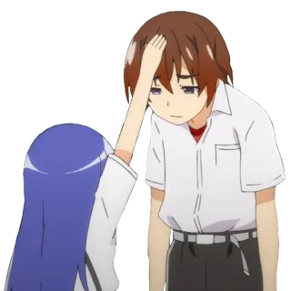 😔 Anime, Palmadita cabeza, Afecto, Consuelo, Dibujo animado whatsapp sticker