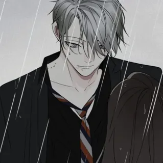 🕸 Anime, Pluie, Triste, Homme, Cravate whatsapp sticker