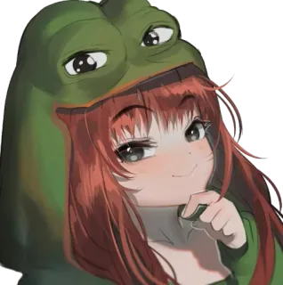 🐸 Anime Mädchen, Frosch, Cartoon, Süß, Fanart, Illustration whatsapp sticker