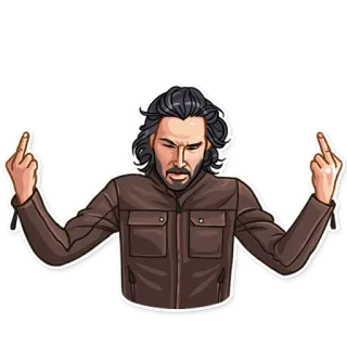 🖕 中指, 侮辱的, 男, ジャケット, ジェスチャー telegram sticker