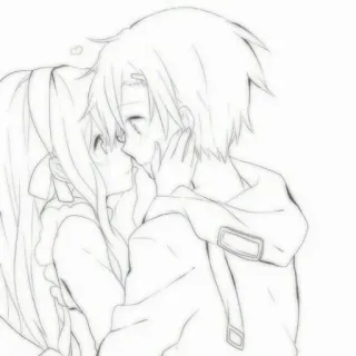 💕 anime, couple, kiss, romance, love, illustration telegram sticker