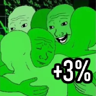 🌽 +3% Meme, Finanzas, Bolsa, Trading, Positivo whatsapp sticker