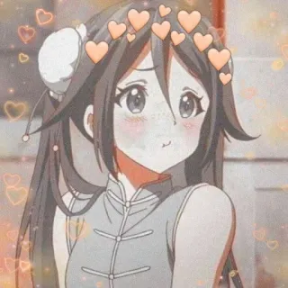 🖤 Anime, Fille, Coeurs, Mignon, Dessin animé telegram sticker