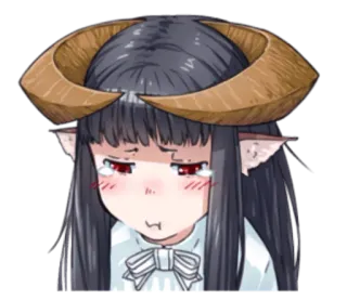 😔 Anime, Mädchen, Dämon, Hörner, Traurig, Weinend, Elfenohren telegram sticker