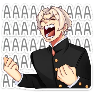 😵 AAAAA Anime, Manga, Uniforme escolar, Gritando, Expresión, Emoción, Dibujo animado, Personaje telegram sticker