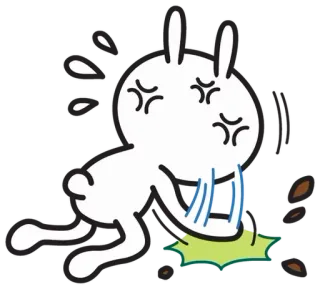 💥 królik, zły, kreskówka, biały, spocony, sfrustrowany telegram sticker