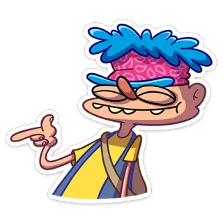 😉 cartoon, character, pointing, funny, sarcastic telegram sticker